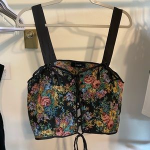 CIDER Curve & Plus Floral Lace Up Tank Top